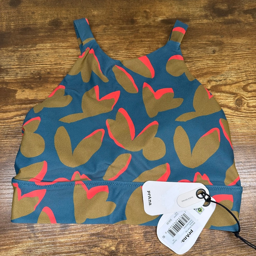 NEW Prana Marine Street Top Catalina Indo Disco Bikini XS 2080201 Teal Floral